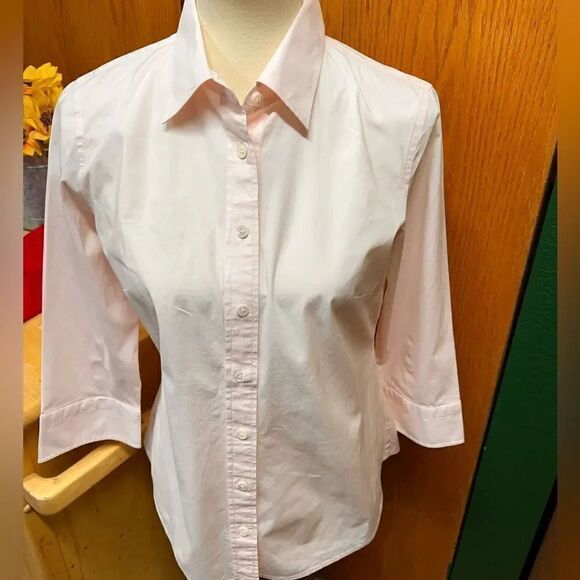 EUC J. Crew 3/4 Sleeve Light Pink Button Down Top #14 - Picture 1 of 10